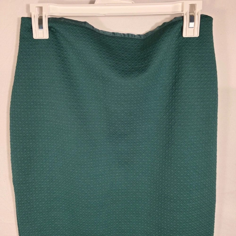 J. Crew Pencil Skirt Women 10 Teal Green Excellent Textured Diamond Back Vent